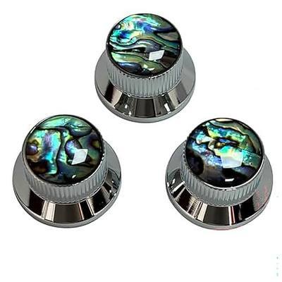 3PCS Electric Bass Guitar Metal Knobs with Abalone Shell Tops Volume and Tone Knobs Fit for Strat Tele Telecaster Jazz Electric Bass Guitar Replacement Parts( Chrome)