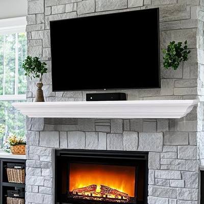 Rustic Fireplace Mantel 72", Solid Wood Floating Shelf, White | Wooden Floating Shelf for Over Fireplace, Wall Mounted Fire Place Mantel, Farmhouse Hanging Floating Shelves
