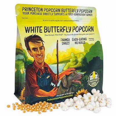 Princeton Popcorn Hulless White Popcorn Kernels 2 lb, Non-GMO Tender Corn | Tender hulless baby white butterfly corn, farmer-direct. Easy-eating, fewer hulls. Oil, microwave or air popper ready.