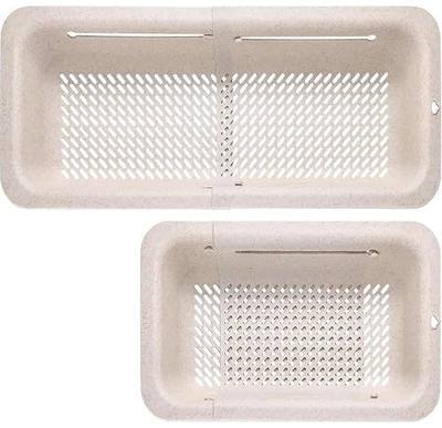 LASSHSWA Collapsible Colander for Kitchen, Over the Sink Strainer Basket for Kitchen, Fruit Pasta Food Strainer Expandable Plastic Colander BPA Free (Straw)