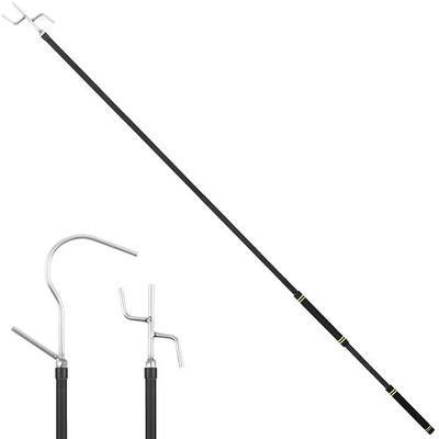 Clothes Hook Pole Heavy Duty,32 to 80In Retail Clothing Hook Pole | Extra Long Handle with 2 Hooks for Hanging Birdfeeder Stainless Steel Tube Extension Pole to Reach High Hangers for Turck