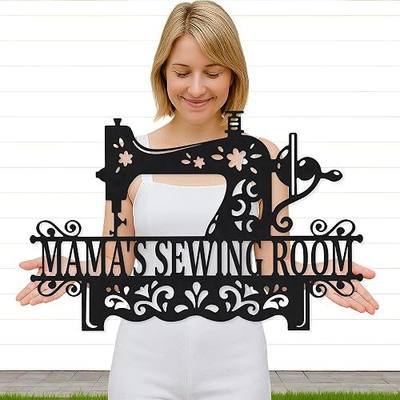 Quilting Sewing Machine Metal Sign - Custom Name Wall Art for Mom, Grandma, Nana, Mimi - Personalized Gift for Women Who Love Sewing & Crafting - Cute Home Decor