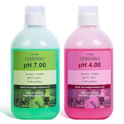 YINMIK pH Calibration Solution 4.00 7.00 pH Buffer Solution Each 16.9Fl oz | Each 500mL pH Calibration Packets for All pH Tester, pH Calibration Buffer Solution Kit, pH Meter Calibration Solution Kit