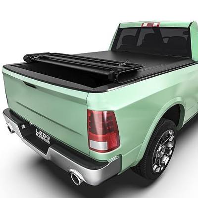 LEDKINGDOMUS Soft Quad Fold Truck Bed Tonneau Cover Fits for Dodge Ram 1500 2002-2026 (Classic & New), Fits for Dodge Ram 2500 3500 2003-2026, 6.4ft Bed (76") Without Rambox