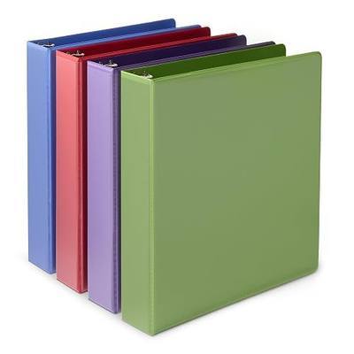 Amazon Basics 3 Ring 1.5 inch Binders with Round Metal Rings, Holds 275 Sheets, Assorted Colors, 4-Pack