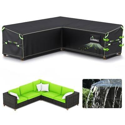 UIRWAY V-Shape Outdoor Sectional Sofa Cover Waterproof with Air Vent, 90" L/90" L x 33.5" D x 31" H, Heavy Duty Patio Furniture Covers, Outdoor Couch Cover with Reflective Strips
