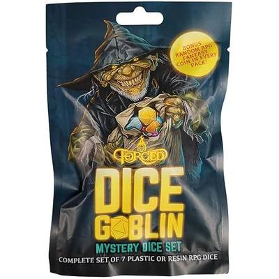 Forged Dice Co. Dice Goblin Mystery Dice Set of 7 - Resin or Plastic - with Mystery Metal RPG Class Coin