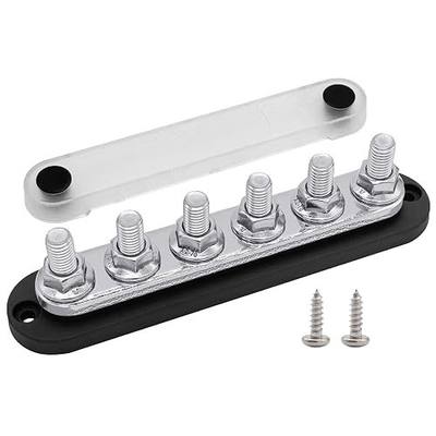 6 x M10 (3/8") Studs Power Distribution Block Bus Bar 12V, Ampper 7" HD 300A Marine BusBar Battery Distribution Block W/Cover for Car Boat Solar (Black)