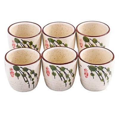 Porcelain Sake Cups, Set of 6 for Japanese Wine LY