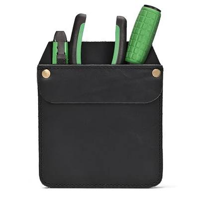 Large Pocket Protector Genuine Black Buffalo Leather Pen Holder Pouch Organizer for Shirts, Lab Coats, Pants - Multi-Purpose - Holds Pens, Pencils, tools and Notes for School, Office
