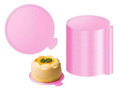 YYaaloa 50pcs 3.15 Inch Mini Cake Boards Round Pink Mini Dessert Plates Mousse Cupcake Trays Base Paper Plates Circle Dessert Board