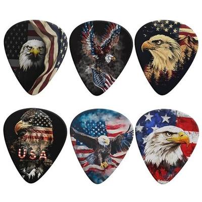 KEIAHUAN American Flag Eagle Guitar Picks Cool Guitar Plectrums Thickness Celluloid Guitar Pick for Bass, Eletric, Acoustic Guitars Medium 0.96mm for Men