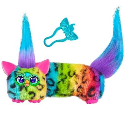 Furby DJ Furblets Rain-Bow-Kat Mini Electronic Plush Toy with Funny Stretchable Sound Effects & Music, Speaks Furbish, Multicolor