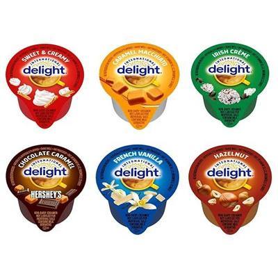 Coffee Creamer Single Serve Variety Pack, (48ct/ 6 Different Flavor) French Vanilla, Irish Cream, Caramel Macchiato, Sweet Cream, Chocolate Caramel, Hazelnut (Box of 48)