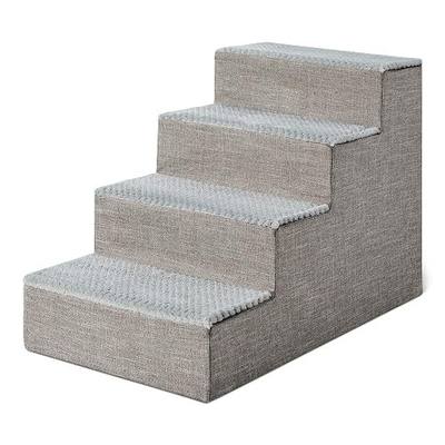 Amazon Basics Dog Steps, 18.7" H, 4-Step Pet Stairs for High Bed Couch and Sofa, Non-Slip Bottom, for Indoor Dogs and Cats, Grey