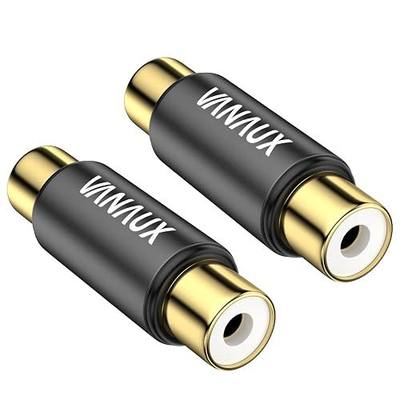 VANAUX 2-Pack Gold RCA Female to Female Coupler,Barrel Connectors Adapters Extend Subwoofer RCA Cables Gold Plated for HDTV,Speakers, Amplifiers, Car Audio-Black