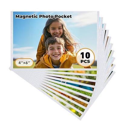 Magnetic Picture Frame, 10 Pcs Magnetic Picture Frames for Refrigerator 4x6, Magnetic Photo Frames with White Border, Refrigerator Magnets for Pictures Suitable Home, School, Office
