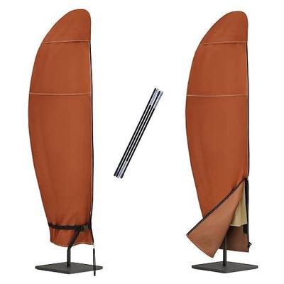 NettyPro Patio Umbrella Cover Outdoor Waterproof Cantilever Parasol Banana Umbrella Cover Fits 12ft to 14ft, Brown