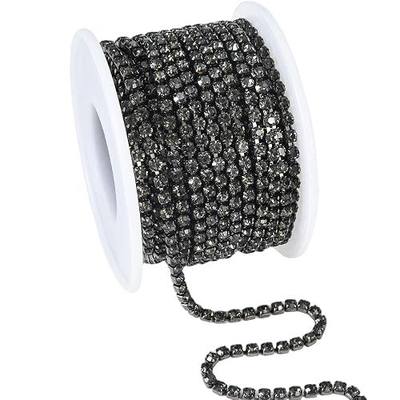 10 Yards Crystal Rhinestone Trim Ribbon Close Chain for Sewing Bedazzling SS12 Jewels for Crafting Applique Party DIY Decoration Shoe Chains 0.12inches 3mm Transparent Gray Black Diamond
