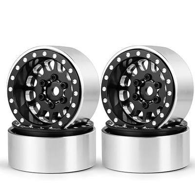 MORLORDY 4Pcs 1.0 Plus Beadlock Wheel Rims for 1/24 RC Crawlers Axial SCX24 Gladiator Deadbolt Bronco C10 JLU Upgrade Parts (Black)