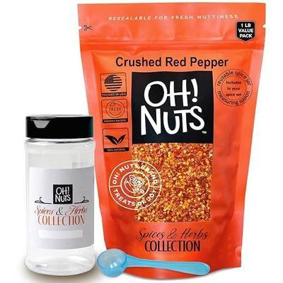 Oh! Nuts Crushed Red Pepper Flakes, 16 oz Value Bag - Includes Empty Jar + Measuring Spoon, Extra Fresh & Aromatic - Naturally Non-GMO - Used by Top Chefs