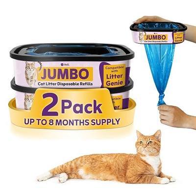 Reli. Jumbo Cat Litter Refill Bags (2 Pack) | Compatible with Litter Genie Refill Bags Standard, Plus, and XL Pails | Up to 8 Month Supply | 7-Layer Odor Blocking, Tear-Resistant | 60 Feet Total