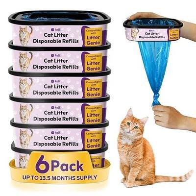 Reli. Cat Litter Refill Bags (6 Pack) | Compatible with Litter Genie Refill Bags Standard, Plus, and XL Pails | Up to 13.5 Months Supply | 7-Layer Odor Blocking, Tear-Resistant | 96 Feet Total