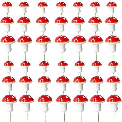 Gyufise 30Pcs Mushroom Cake Decorations Red Mini Mushroom Toothpicks Mushroom Cupcake Toppers Mushroom Cake Picks for Birthday Baby Shower Party Micro Landscape Decorations