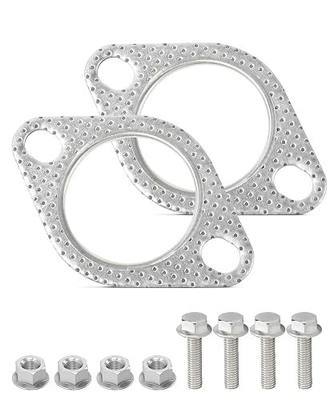 SCUARI 2PCS Exhaust Gasket,Car Accessories Exhaust Flange Gasket,Muffler Gasket,Catalytic Converter Gasket,Exhaust Flange Repair Kit with Bolt & Nut,Fit for Car,Truck,Replace #120-06310-0002 (2inch)