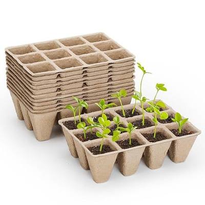 Doter 10 Packs Seedling Starter Trays 120 Cells, Biodegradable Seed Germination Trays Plant Starter Peat Pots for Seedlings