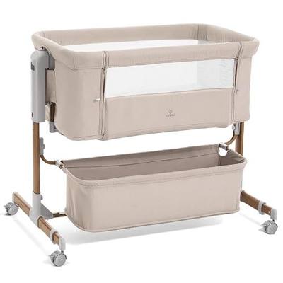 3 in 1 Baby Bassinet, Rocking Bassinet, Bedside Bassinet, 6-Height Adjustable, Bassinet Bedside Sleeper, Bedside Bassient for Baby with Comfy Mattress, Breathable Mesh, Large Storage Basket