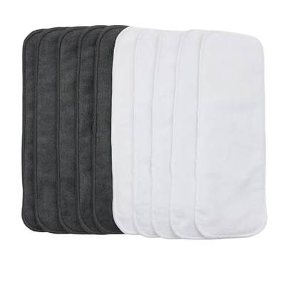 Microfiber Inserts for Cloth Diapers (10pcs-White&Grey Inserts)