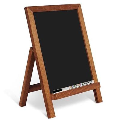 4 THOUGHT Small Tabletop Magnetic Chalkboard Signs 9.5" x 14", Brown | Small Chalk Board with Stand, Countertop Menu Board, Wooden Frame Easel, For Kitchen Cafe Home Pub
