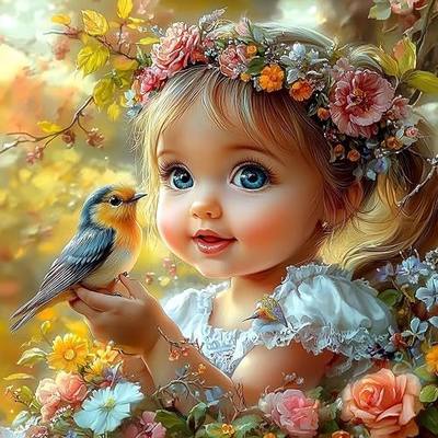NEWENMO Princess Diamonds Painting Kits for Adults Beginner, DIY 5D Bird Diamond Art Paint with Round Diamonds, Full Drill Gem Art Diamonds Art Painting for Home Wall Decor 12x12 Inch