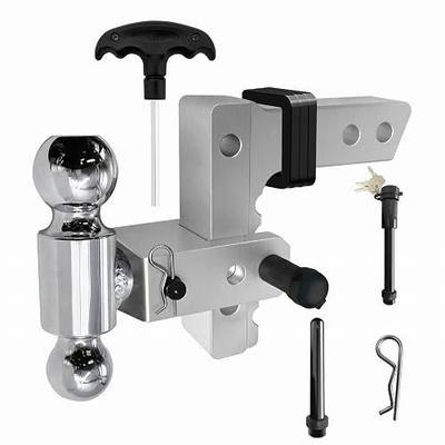 Adjustable Drop Hitch for 2" Receiver- Adjustable Tow Hitch Trailer Hitch Ball Tow Hitches with 6-Inch Drop/Rise-Aluminum Ball Hitch Trailer Hitch 2 Receiver Hitch Fits for Truck (12,500 LBS)