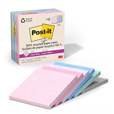 Post-it 100% Recycled Super Sticky Notes, 3 x 3 in, Oasis, 18 Lined Pads | School Supplies and Office Products, 2X the Sticking Power