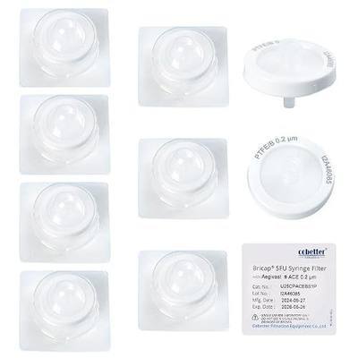 Hydrophobic PTFE Syringe Filter, 0.2μm 25mm, Sterile, 10 Pack | For Air Venting, Gamma Irradiated, Individually Packed, 0.3MPa Max. Pressure@25℃, EFA: 3.4 cm², Luer Connector