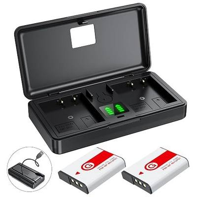 NP-BG1 Battery(2-Pack) and Charger(2CH) Set,Digital Camera Accessories Kit for Sony cybershot G Type Lithium Ion Replacement NP-FG1 DSC-HX5V,HX9V,W30,W50,W55,W70,W80,W630,Rechargeable Batteries Case