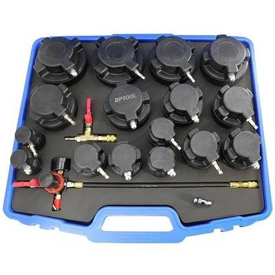 DPTOOL Turbo System Leakage Tester Kit 19Pcs Turbo Boost Leak Tester | Turbocharger Air Pressure Guage Cooling System Intercooler Radiators Hose Leaks Test with Stepped Adapters 1-1/4'' to 4-1/4''