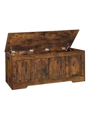 DINZI LVJ Storage Chest, 47.2”Wooden Storage Box with 2 Safety Hinges, Entryway Shoe Bench with Flip-Top, Large Trunk for Living Room, Bedroom, Easy Assembly, Rustic Brown