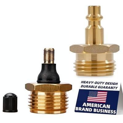 2Pcs Tylove RV Brass Blow Out Plug&Winterized Blow Adapter,Quick Connect Plug to garden hose, RV, Boat,Camper and Travel Trailer, Helps Clear Water Pipes During Winterization (B+ Plug)