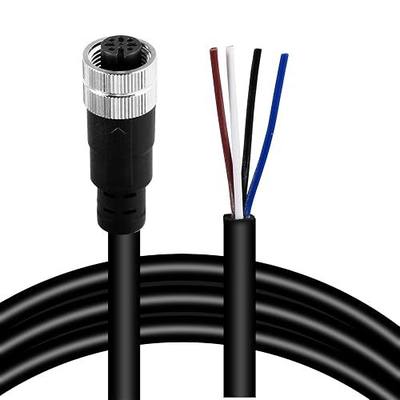 M12 4 Pins Female Connector Cables, Waterproof IP67 Solder Locking System, Brass Gold-Plated Contacts, A Code Straight Aviation Sensor Electrical Cable 60V 2A Industrial Grade Cable (4 pin Female, 1m)