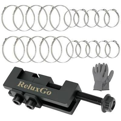 ReluxGo axle Boot clamp Tool, with 20 PCS 304 Stainless Steel Single Ear Hose Clamp, Drive Shaft CV Axle Boot Clamp Removal and Installation Tool (10pcs Small+ 10pcs Large)
