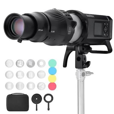 WELLMAKING Bowens Mount Optical Snoot Kit with 36° Lens for Photography | S-290,Adjustable Focus, Aperture Modifier, 4 Color Filters&12 Gobo Patterns, LED Strobe Compatibility, Creative Light Effects