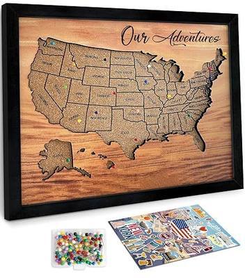 flinelife Cork Board Usa Travel Map With Pins, 13x11, Medium Size, Map of United States, Perfect For Couples and Families Gift
