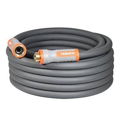 YAMATIC Flexible Garden Hose 5/8" x 30ft, 360° Swivel Handle, Burst 600 PSI | 30 Foot Heavy Duty Water Hose for All-weather, 3/4" Brass Connections for Leakproof, Lightweight Hose for Lawn, Gray