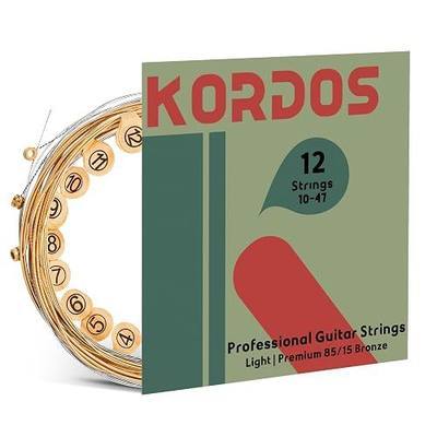 12 String Acoustic Strings, Vacuum-Sealed Packing Long Life, Guitar Strings for Acoustic 12 String Set - 85/15 Coated Bronze, Durable Brass Ball Ends, Hex Carbon Steel Core, Light, 10-47