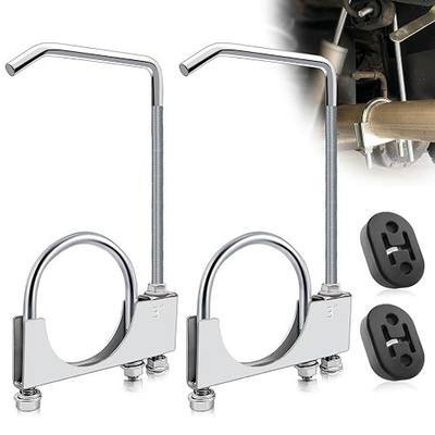 3" Universal Exhaust Clamp with Hanger,Made of Heavy-Duty Steel Clamp with Rear Muffler Hanger Exhaust Pipe,Exhaust System Hanger Car Truck Exhaust Pipe,2PCS (2Pcs 3 Inch)