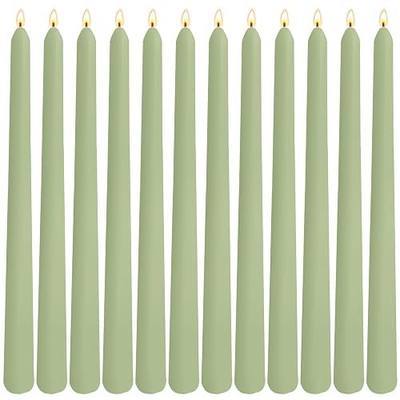 12-Pack Sage Green Taper Candles, 10 Inch Unscented Dripless Candlesticks, Long-Lasting Burn Time of 7-8 Hours, Perfect for Home Décor, Spring and St. Patrick's Day