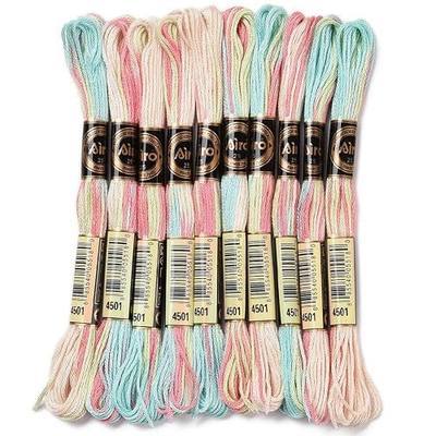 10 Skeins 87.5 Yards Embroidery Floss Bulk Variegated Thread 6 Strands Colorful Friendship Bracelet String Polyester Cross Stitch Yarn Thread for Sewing Bracelet Making Cross Stitch Crafts